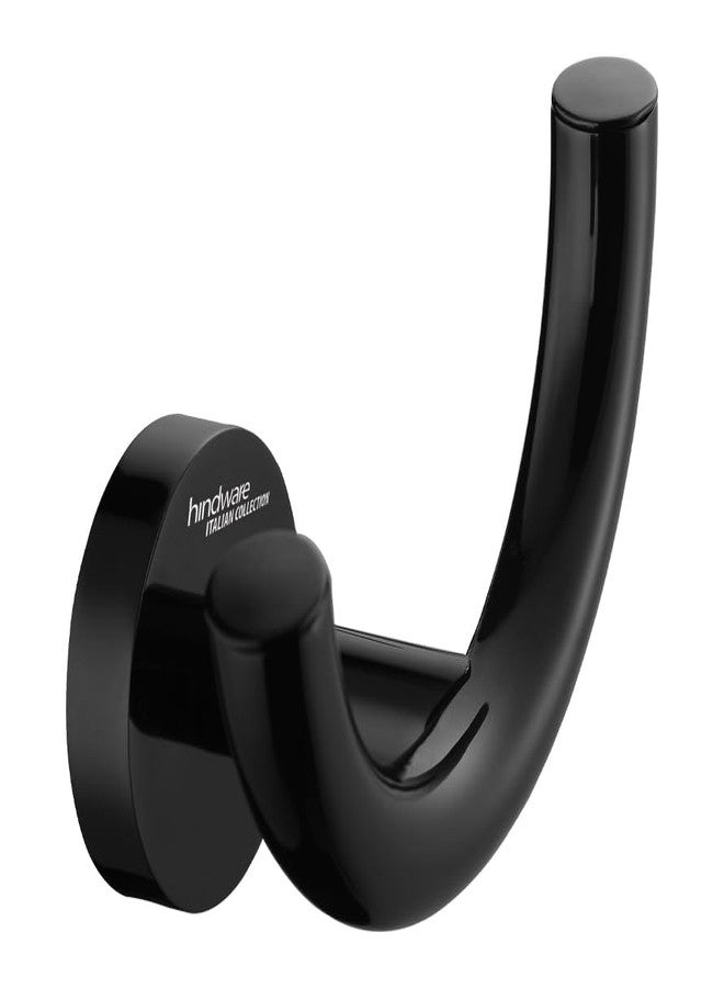 Hindware Italian Collection Robe Hook for Bathroom | PVD Coated | Brass Robe Hook | Luxury Chrome Black Color Finish | Premium Bathroom Accessories Series